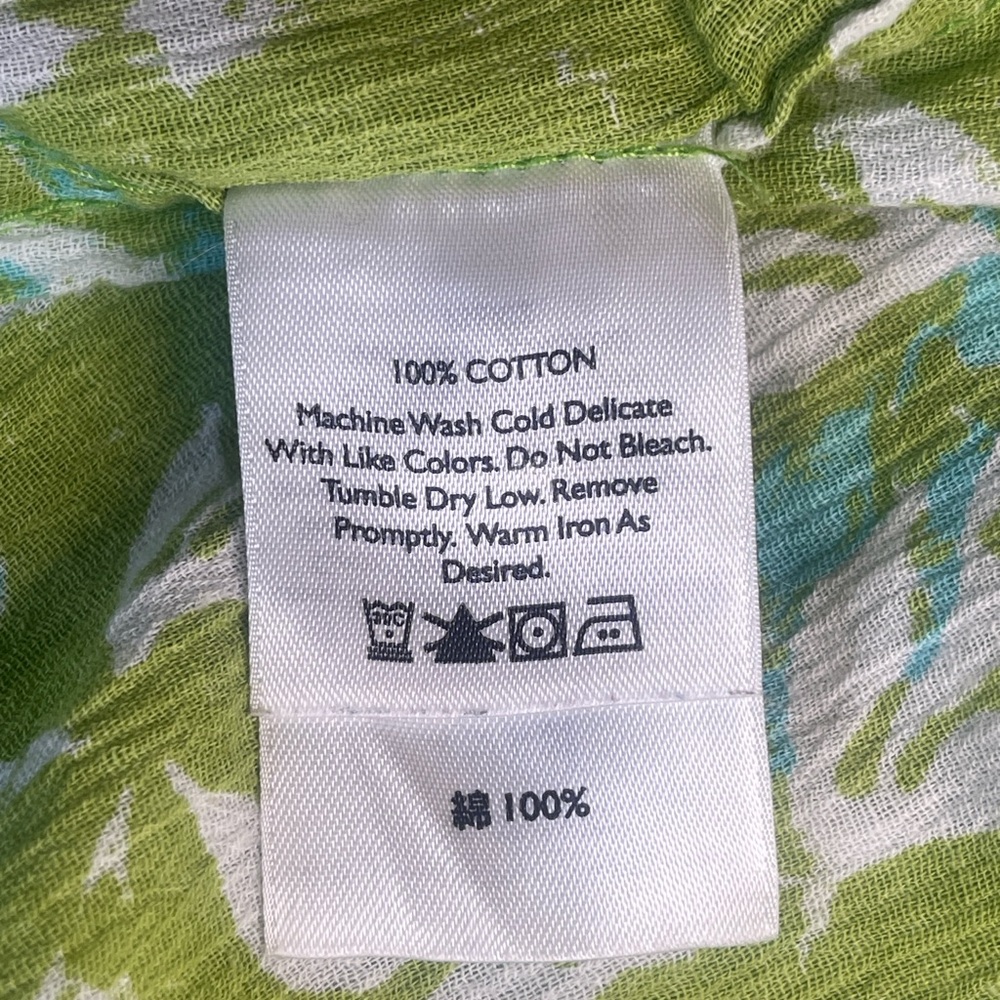 Eddie Bauer Olive and White Floral Button Down Shirt - Picture 4 of 7